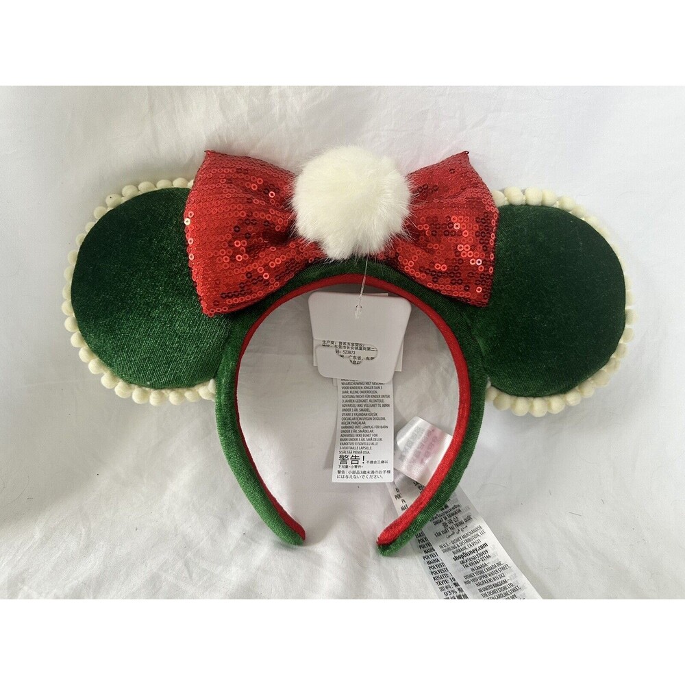 2022 Disney Parks Christmas Holiday Candy Cane Fabric Minnie Mouse Ears Headband